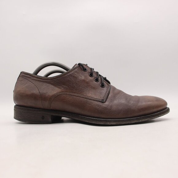 John Varvatos Men's UK 10.5 Plain Toe Brown Leather Oxford Handmade In Italy